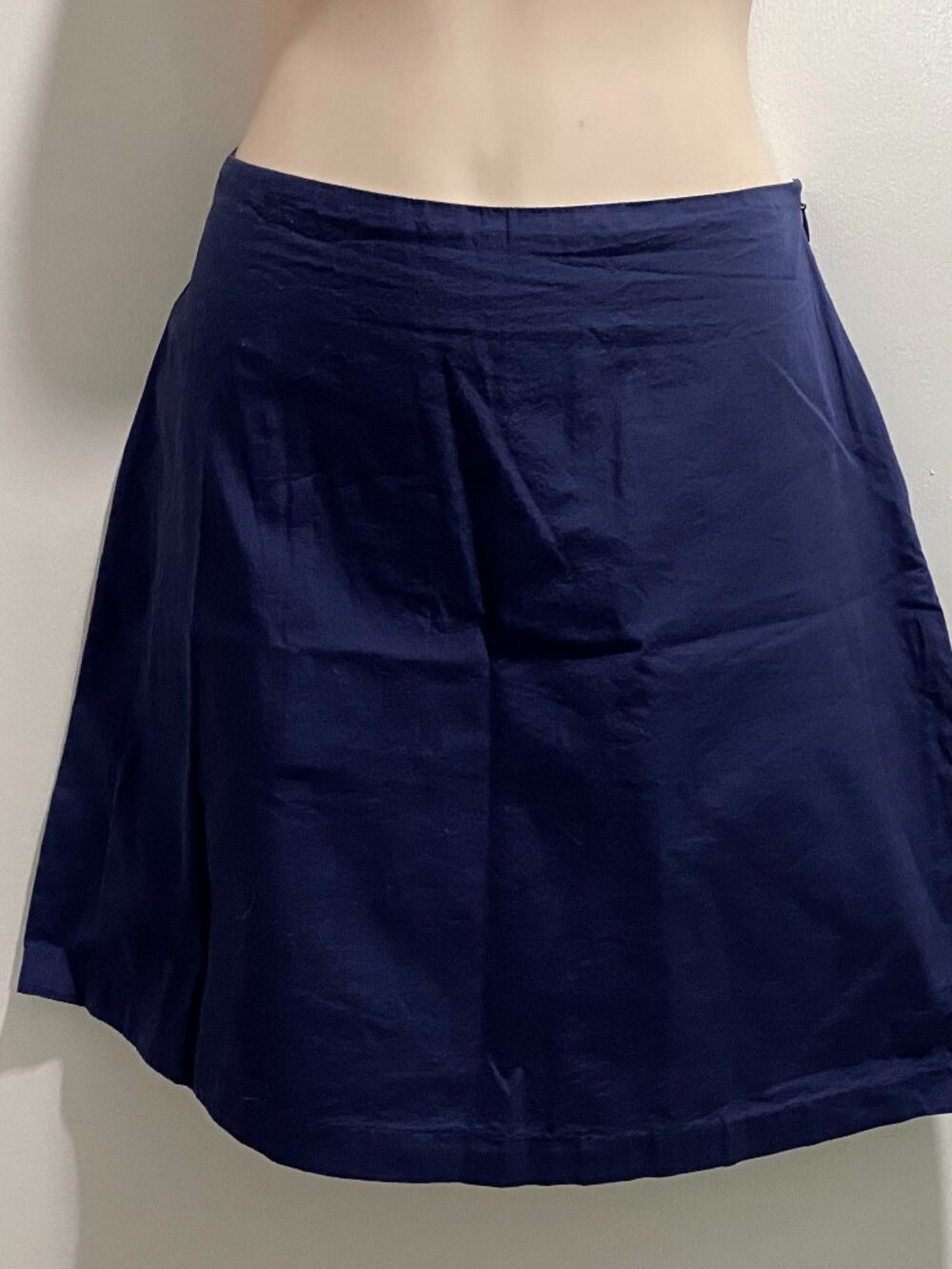 Needham Lane Navy Cotton A-Line Minimalist Preppy Beach Mid Rise Mini Skirt 4